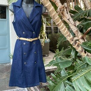 White House black market double breasted denim dress